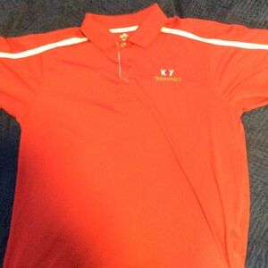 Red reflective short sleeve golf polo shirt, Large